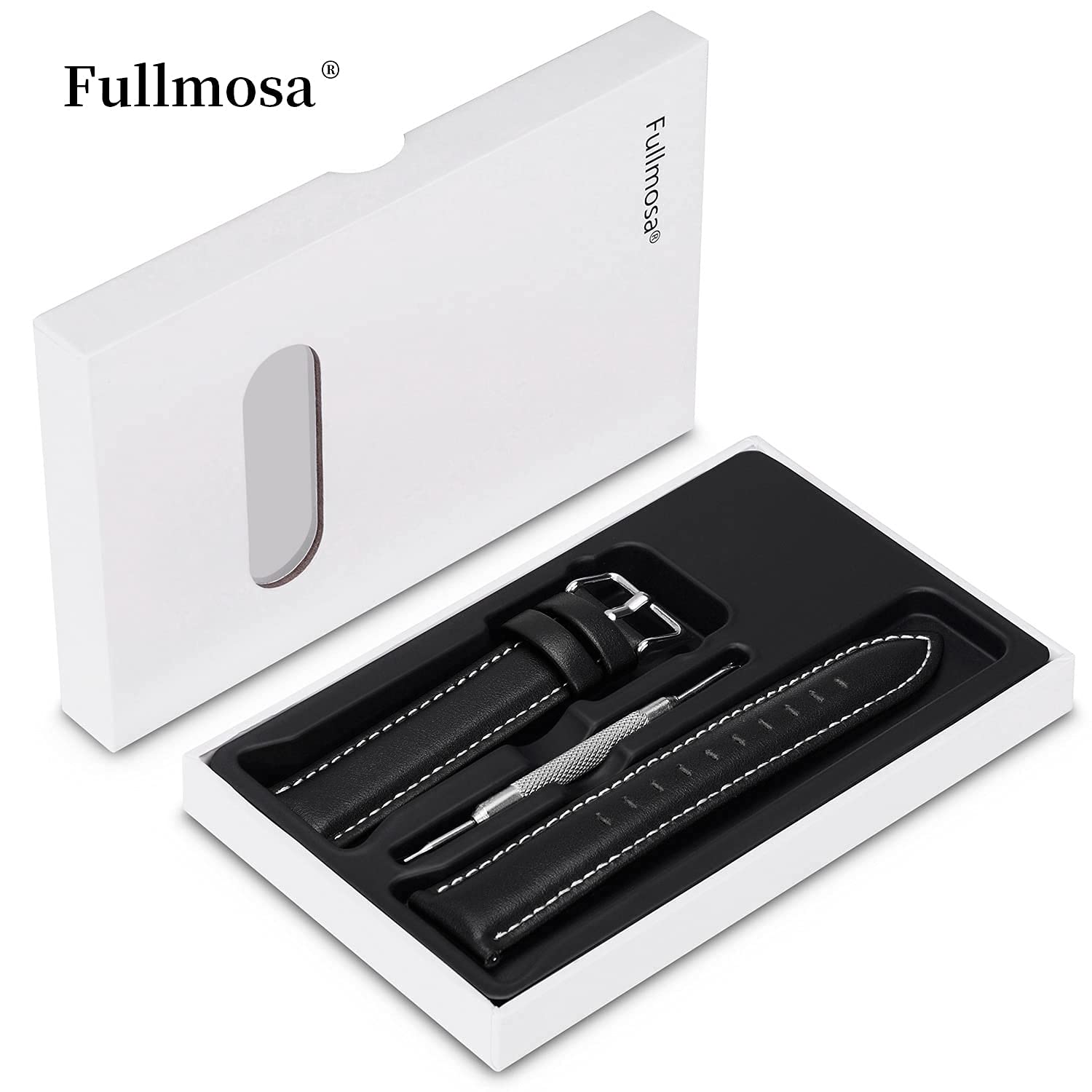 Fullmosa 19mm Leather Watch Bands Compatible with Tissot Le Locle/PRC 200,Casio DW280/290,Umidigi Uwatch 3/Uwatch3 GPS/Uwatch GT,Black