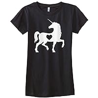 Threadrock Big Girls' Unicorn Heart Love Fitted T-Shirt