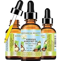 KUKUI NUT OIL 100% Pure Natural Virgin Unrefined Cold-Pressed Carrier Oil 4 Fl oz 120 ml for Face, Skin, Body, Hair, Lip, Nails. Rich in Vitamin E by Botanical Beauty
