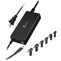 j5create 100W PD USB-C Super Charger with 6 DC Connectors, Black, JUP2290DC