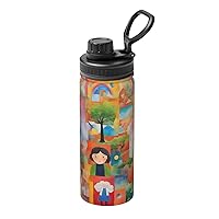 Colorful Collage Sports Insulated Water Bottle â€“ Durable 18 oz Stainless Steel Bottle for Outdoor Sports â€“ Leak Proof Design