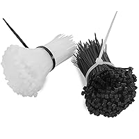 Simple Deluxe HICBLETIE4-A 500pcs 4 Inch Self-Locking Plastic Zip Nylon Cable Tie kit in Black & White