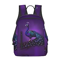 Purple Peacock pattern print Lightweight Laptop Backpack Travel Daypack Bookbag for Women Men for Travel Work
