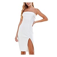 Womens Slitted Sleeveless Strapless Above The Knee Party Body Con Dress Juniors