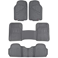 Motor Trend FlexTough 3-Row Heavy Duty Rubber Floor Mats & Liner Mega Truck/SUV/Van Combo, All Weather Protection Universal Trim to Fit Gray