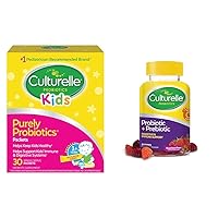 Culturelle Kids Daily Probiotic Supplement & Daily Probiotic Gummies for Women & Men, Berry Flavor, 52 Count, Naturally-Sourced Daily Probiotic + Prebiotic for Digestive Health, Non-GMO & Vegan
