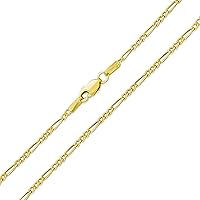 Bling Jewelry Unisex Thin Solid Yellow 14K Gold Figaro Chain Necklace For Men Women Nickel-Free 1.8 MM 16 18 20 24 Inch