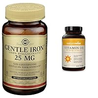 Gentle Iron - Ideal for Sensitive StomachsRed Blood Cell Supplement & NatureWise Vitamin D3 2000iu (50 mcg) Healthy Muscle Function, and Immune Support, Non-GMO