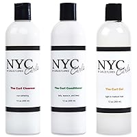 NYC Curls The Curl Collection (Sulfate Free Cleanser, Silicone Free Conditioner, & Light to Medium Hold Gel)