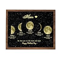 Personalized Family Moon Phase Canvas Poster Wall Art - Custom Kids Name Date of Birth Night Sky Lunar Print,Fathers Day Birthday Gift for Mom Dad Grandpa Grandma