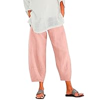 Womens Casual Linen Wide Leg Palazzo Pants Summer Dressy Comfy Split Elastic High Waisted Trousers Pant with Pocket