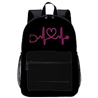 Heartbeat Nurse Travel Laptop Backpack Lightweight 17 Inch Casual Daypack Shoulder Bag for Men Women