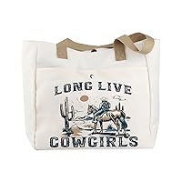 BLUPARK Long Live Cowgirl Tote Bag Western Women Cosmetic Bag Western Cowgirl Gift Women Wild Vintage Long Live Cowgirls gift Western Rodeo Tote Bag(long live cowgirl TO)
