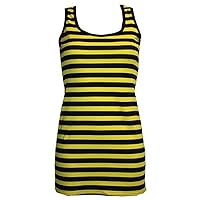 Yellow & Black Stripe Bumble Bee Bug Long Vest Top