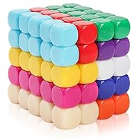100 Pieces Blank Dice, 16MM Acrylic Colored Dice Cubes, Assorted Color DIY Dice, Six Sided Bulk Dice for Board Games, DIY Sticker, Math Counting Teaching (10 Colors)