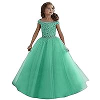 Big Girls' Ball Gown Princess Pageant Dresses with Beaded Crystal