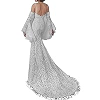 Boho Wedding Dess with Detachable Sleeves Lace Mermaid Sweetheart Spaghetti Straps Beach Bridal Gown WD063