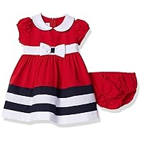 Bonnie Baby Baby Peter Pan Collar Nautical Dress and Panty Set, Red, 12 Months