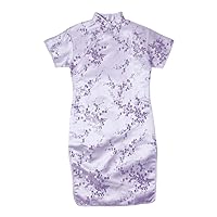 1-10 Years Girls Wedding Guest Dresses Short Sleeve Stand Up Collar Floral Print Chinese Cheongsam Gown Dresses