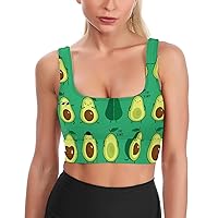 Cute Avocados Face Women's Sports Bras Workout Yoga Bra Padded Fitness Crop Tank Tops