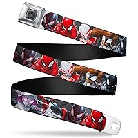 Buckle-Down Men's Seatbelt Belt Spider-Man Kids, Hero Action Poses Grays, 1.0