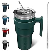 Tumbler With Handle And Straw 30 oz Insulated Tumbler With Lid Stainless Steel Coffee Cups Travel Mug,Army Green