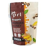 PRI Manuka Honey & Ginger Nuggets, Sweet and All Natural Hard Candy Treat, 3.5oz