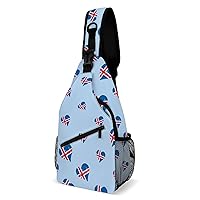 Love Iceland Heartbeat Printed Crossbody Sling Backpack Multipurpose Chest Bag Daypack for Travel Hiking
