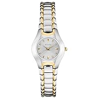 Bulova Ladies' Classic Two-Tone Stainless Steel 3-Hand Quartz, White Dial Style: 98T84