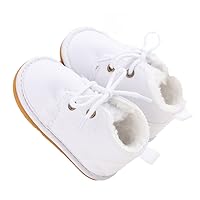 ESTAMICO Baby Shoes Winter Plush Rubber Sole Laces Boots