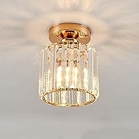 Close To Ceiling Lights Mini Crystal Ceiling Lamp Modern Round Clear Shade Ceiling Light Flush Mount Small Crystal Ceiling Lighting Fixture for Hallway, Entryway, Balcony Home Closet ( Color : Gold ,