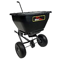 Brinly BS361BH-A Deluxe Tow Behind Broadcast Spreader with Extended Easy-Reach Handle and Weatherproof Cover, 175 lb.