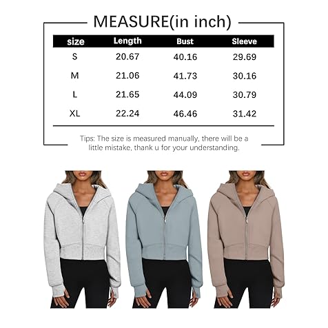 Womens Zip Up Hoodies Cropped Sweatshirts Fall Outfits Casual Hooded Pullover Sweaters Tops Winter Clothes 2024