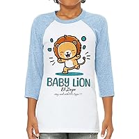 Baby Lion Kids' Baseball T-Shirt - Animal Lovers Presents - Lion Lovers Presents - White Denim, M