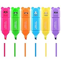 Novelty Cute Mini Bear and Cat Highlighter Pens, Assorted Pastel Colors Chisel Tip Marker Pens,Drawing Pens for Office & Writing Supplies(6PCS)