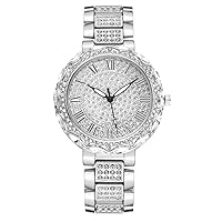 Fashion Trend Women's Watch Full Diamond Alloy Ladies Watch (Silver)