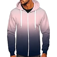 Hoodies For Men,Unisex Plus Size Full Zip Up Hoodie Tie-Dye Gradient Sweatshirt Long Sleeve Hooded Jacket