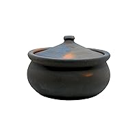 High Wind Flamed Dark Primitive Cooking Pot - Pre Seasoned - Made from Fire Clay: Compact Design for Stove Top and Open Fire