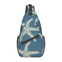 Cross Chest Bag Blue Background Starfish Printed Crossbody Sling Backpack Casual Travel Bag For Unisex