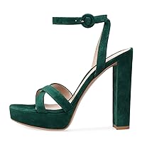 Womens Platform Chunky High Heels Ankle Strap Heeled Sandals Wedding Party Dress Shoes Open Toe Slingback Pumps Plus Size 34-46