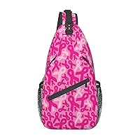 Small Sling Backpack Sling Bag Breast-Cancer-Ribbons,Chest Bag Daypack Crossbody For Travel Sport Running Hiking