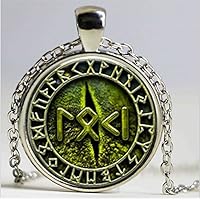 Snake Eye Loki Petite Written in Rune Jewelry Glass Cabochon Necklace