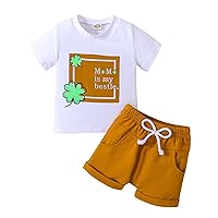 Boy Outfits 5t 2PCS Toddler Baby Boy Summer Clothes Set Letter Print Short Sleeve T Shirt Solid (White, 2-3 Years)