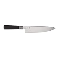 Kai Wasabi Chef's Knife 8”, Thin, Light Kitchen Knife, Ideal For All-Around Food Preparation, Hand-Sharpened Japanese Knife, Perfect For Fruit, Vegetables, And More,Black