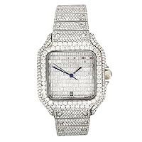 Baguette White VVS Moissanite Fully Iced Out Swiss Automatic Movement Hip Hop Studded Luxury Handmade Men's Watches