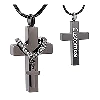 Double Cross Religious Cremation Jewelry for Ashes Cross Urn Necklace for Women Men Memorial Urn Locket for Loved One Ashes Funeral Keepsake Pendant