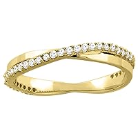 PIERA 10K Yellow Gold Eternity Diamond Stripe Wedding Band Ring, size 9