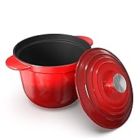 Dutch Oven Pot with Lid, Enameled Cast Iron Dutch Oven 2 Quart, Cast Iron Pot for Cooking, Red