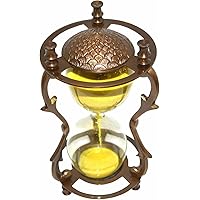 Antique Vintage Brass Nautical Hourglass Desktop Decor Yellow Sand Timer 8