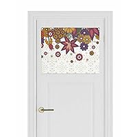 Boho Colorful Floral Blackout Door Curtains For Door Window,French/Front/Sidelight Door Tie Up Shade Drapes Thermal Insulated Privacy Rod Pocket,Bohemian Vintage Retro Wild Flower 1 Panel 26